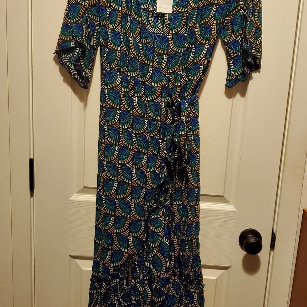 NWT Silk & Salt Journey Maxi Wrap Dress in African Peacock
